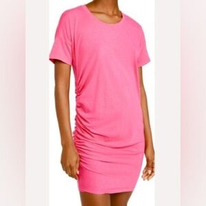 Sundry Pink side Ruched cotton mini dress size 4/XL